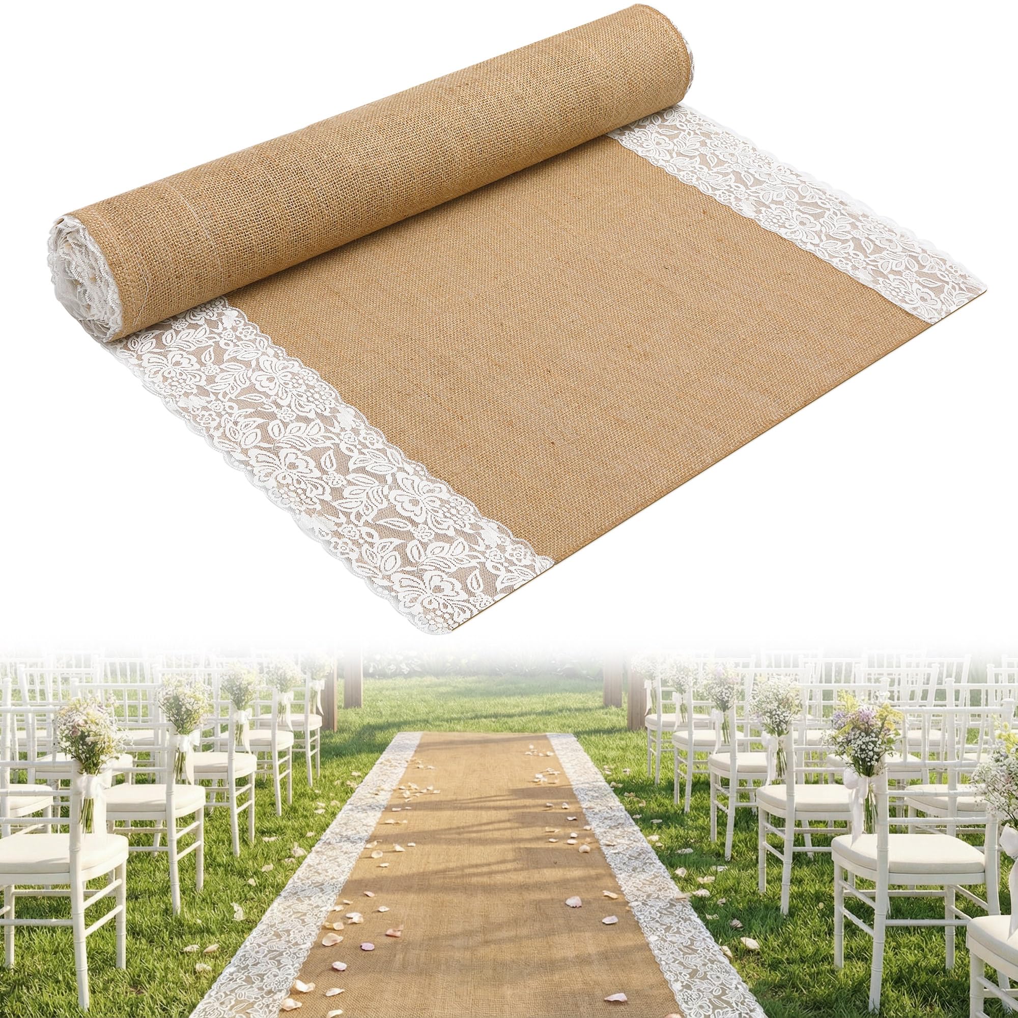 moonoom natural burlap aisle runner with authentic texture for a timeless wedding entrance