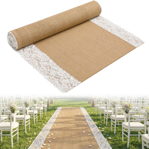 moonoom natural burlap aisle runner with authentic texture for a timeless wedding entrance