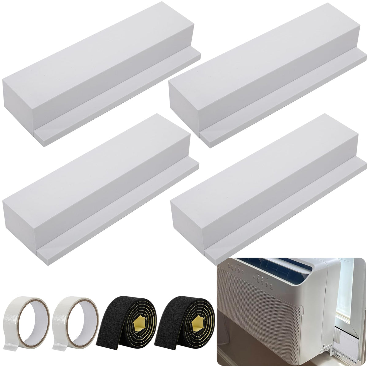 Moonoom four-pack foam blocks seal gaps for window AC units, improving energy efficiency.