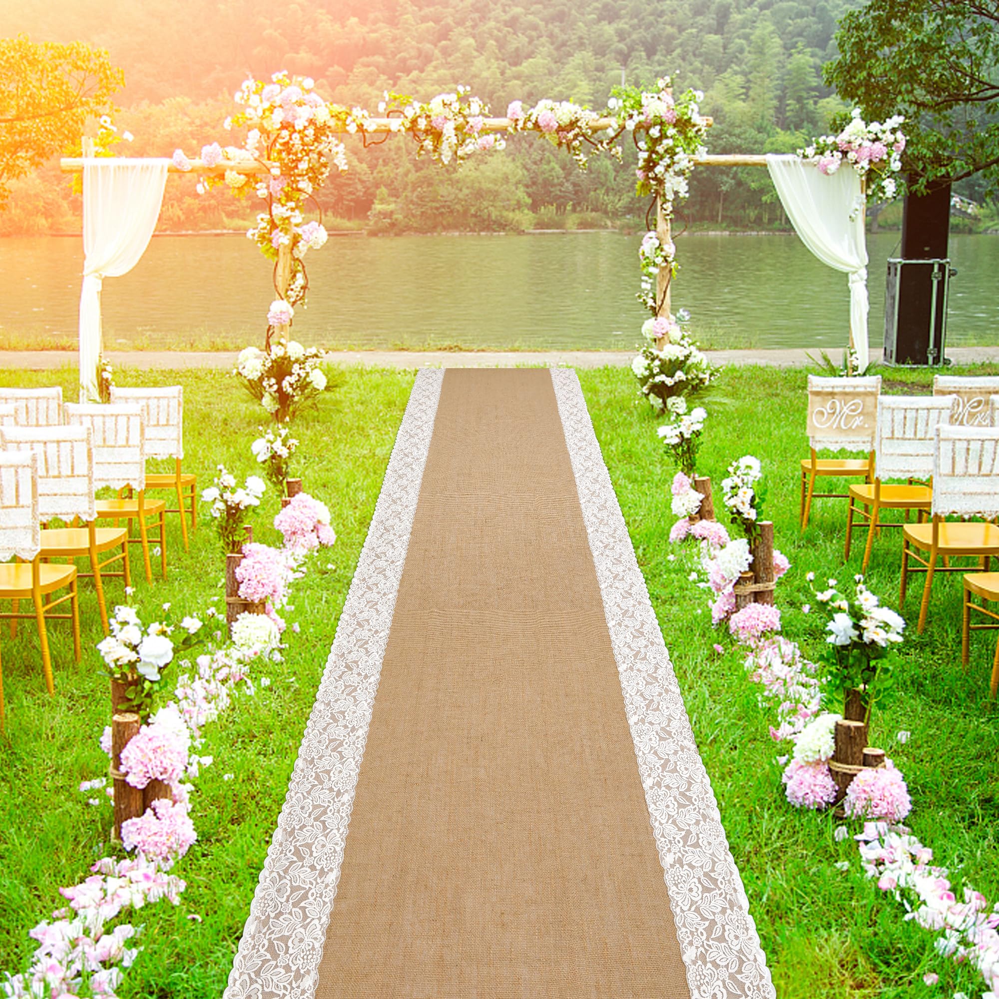 Moonoom garden and church ceremonies gain warm, natural decor.