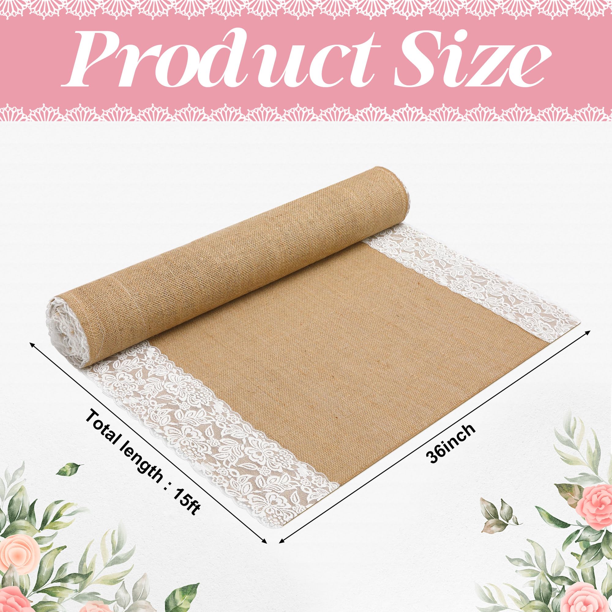 moonoom lace-edge burlap setup adds delicate detail to the aisle
