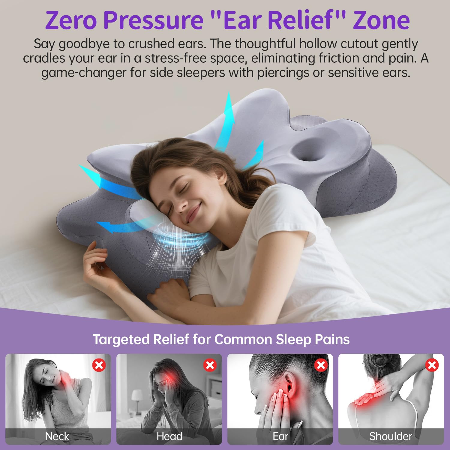 MOONOUU butterfly-design pillow cushions the neck and fills shoulder gaps.