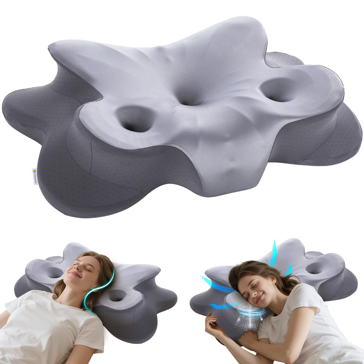 MOONOUU piercing pillow with ear hole for side sleepers easing ear pressure.
