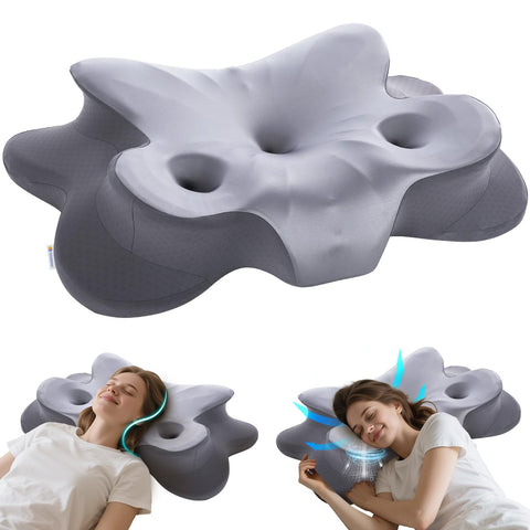 MOONOUU piercing pillow with ear hole for side sleepers easing ear pressure.