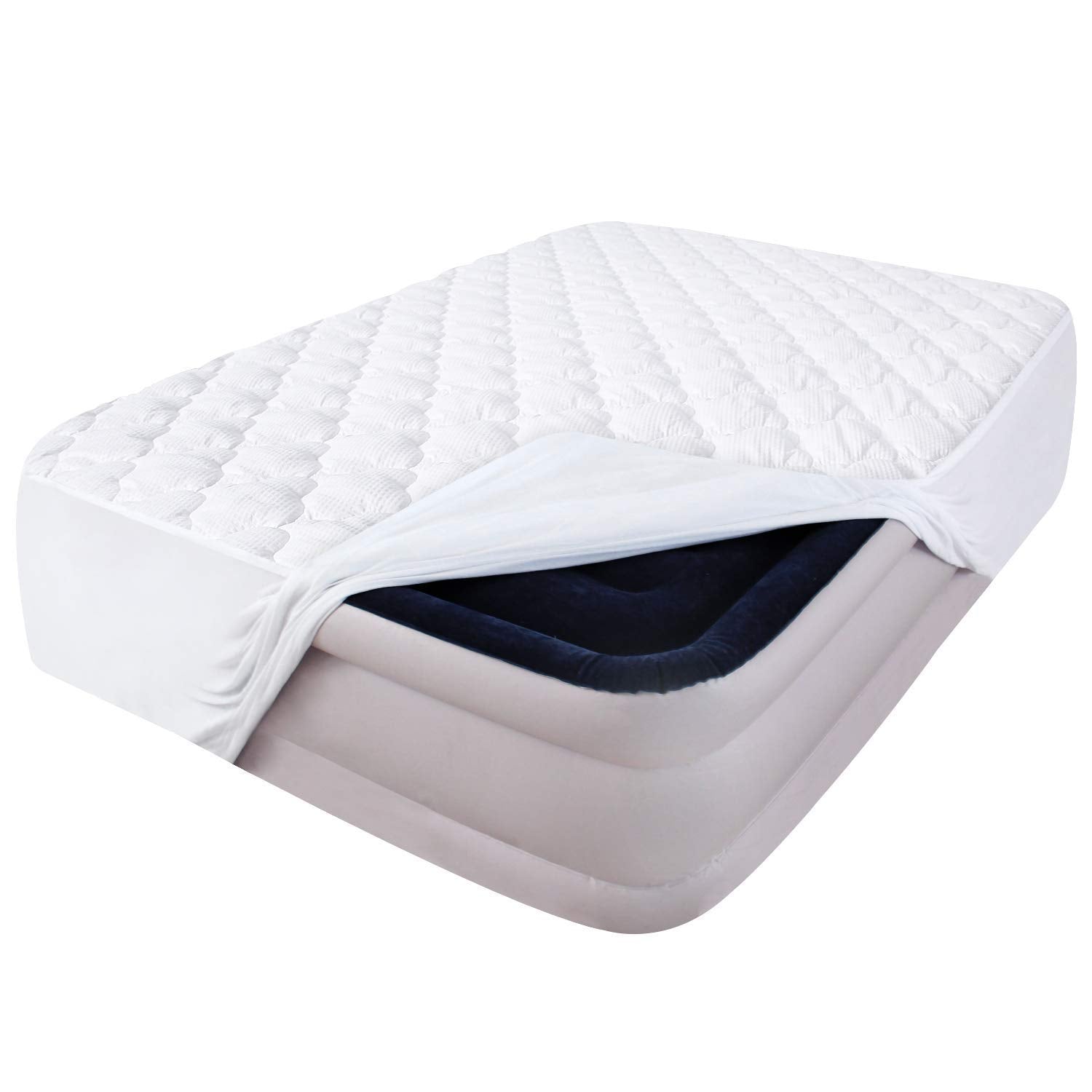 Moonsea queen air mattress pad topper with quilted surface for cozy feel
