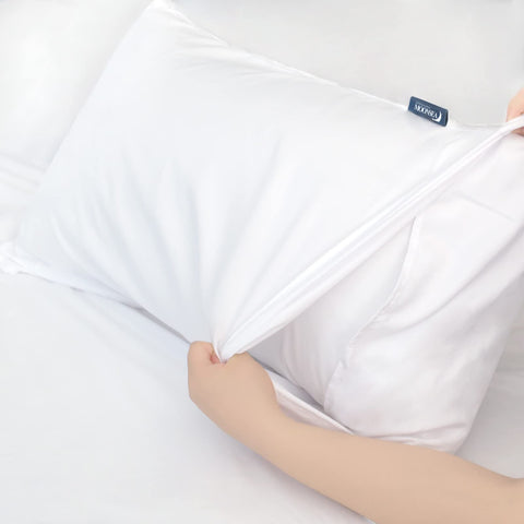 Moonsea pillow protectors paired with the set to guard pillows during sleep.
