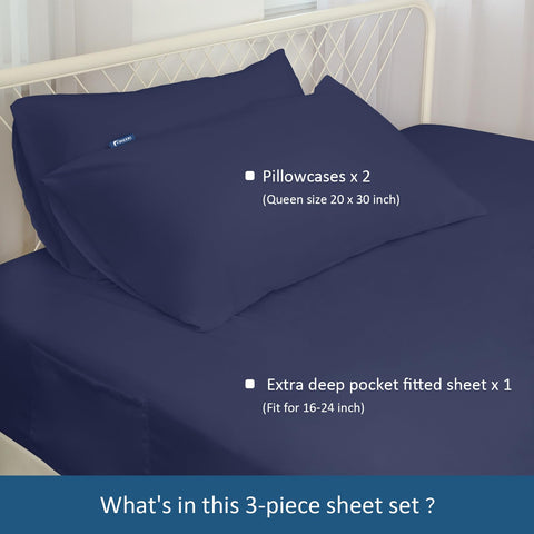 Moonsea side-pocket fitted sheet keeps remotes within reach.