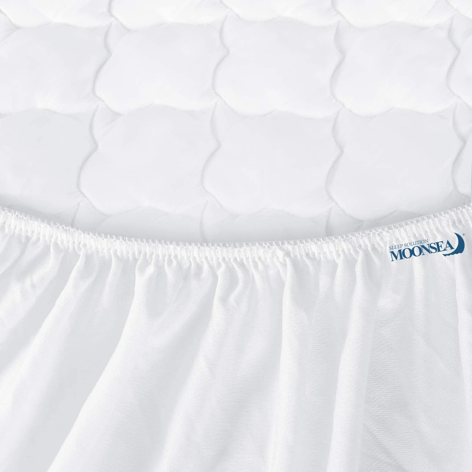 Moonsea twin mattress pad cover deep pocket ensures secure fit.
