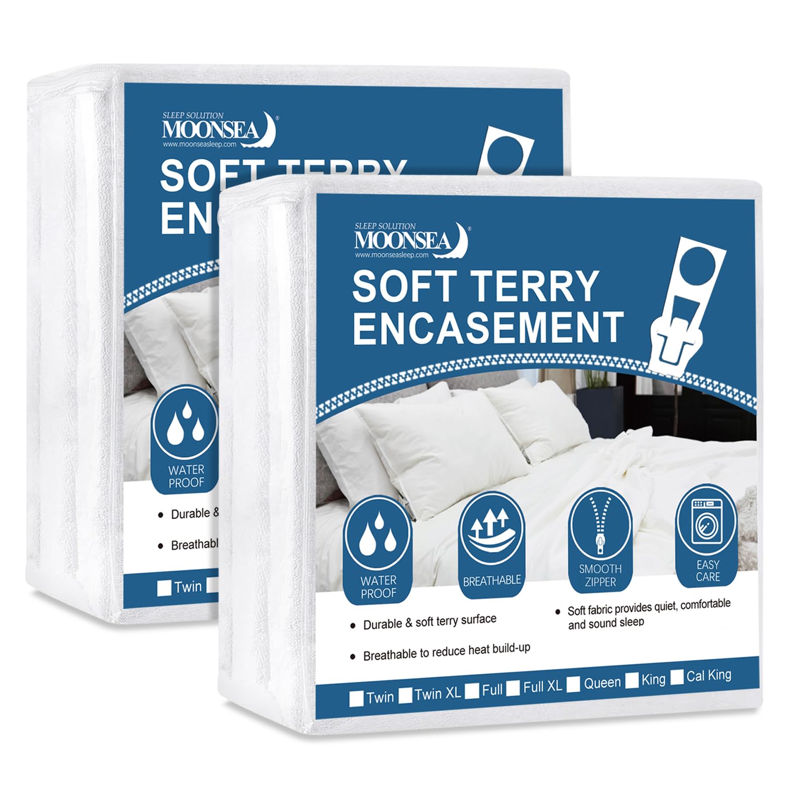 Moonsea zipper mattress protector top surface with ultra-soft terry for comfort