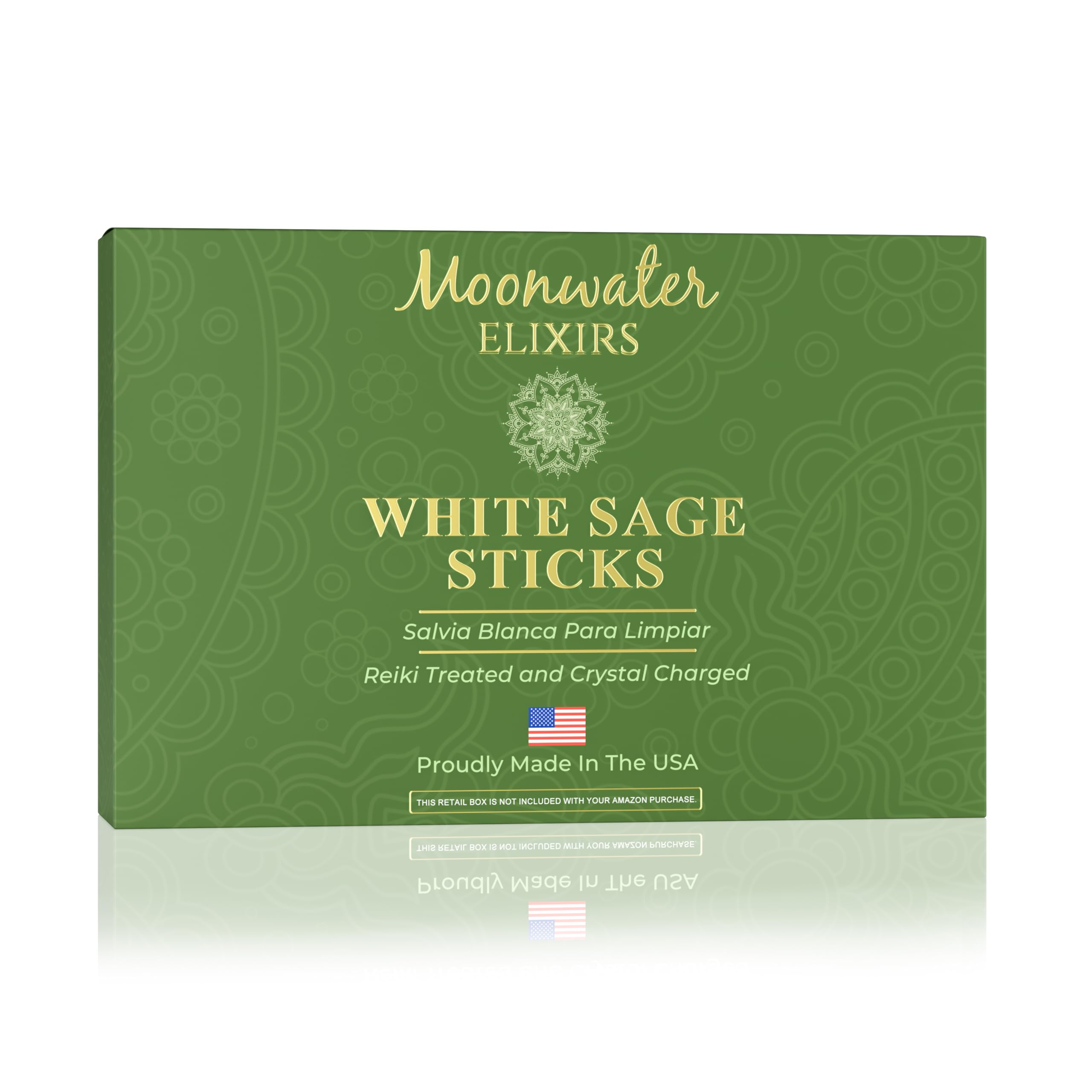 Moonwater Elixirs native white sage smudge stick comes in gift-ready packaging.