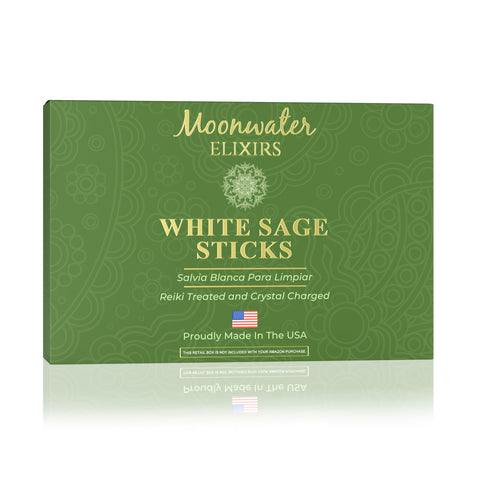 Moonwater Elixirs native white sage smudge stick comes in gift-ready packaging.