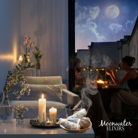 Moonwater Elixirs white sage smudge stick used for aura cleansing during rituals.