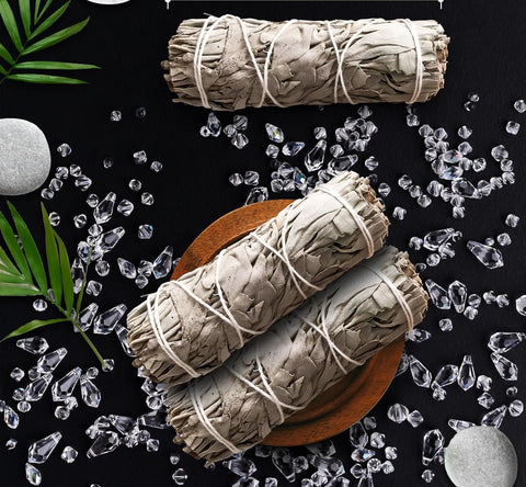 Moonwater Elixirs white sage smudge stick charged with Reiki energy for calmer spaces.