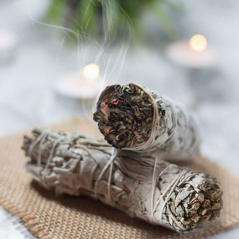Moonwater Elixirs white sage smudge stick creates soothing ambience with soft smoke.