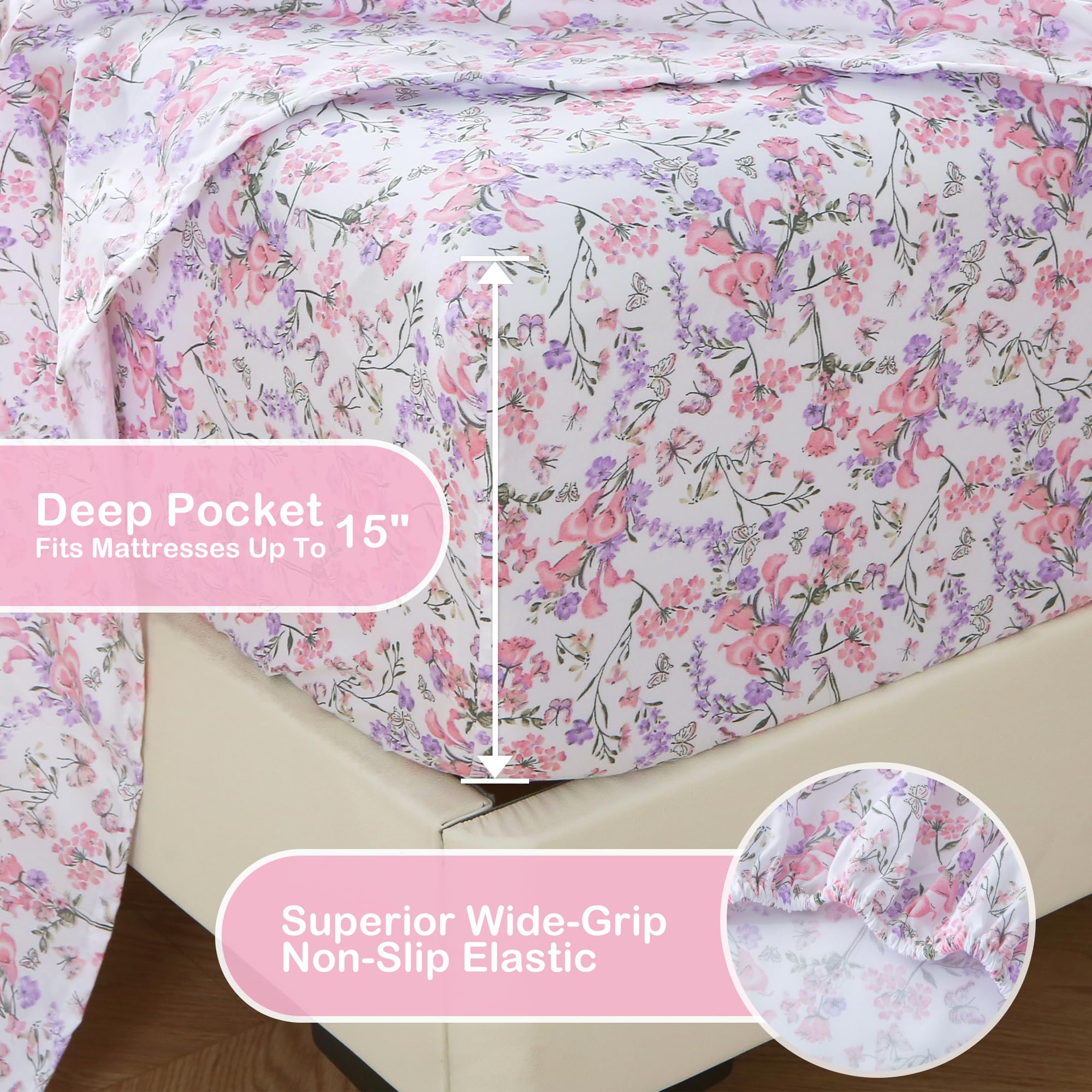 Mooreeke twin sheets behind 360-degree anti-skid design to keep fabric in place.