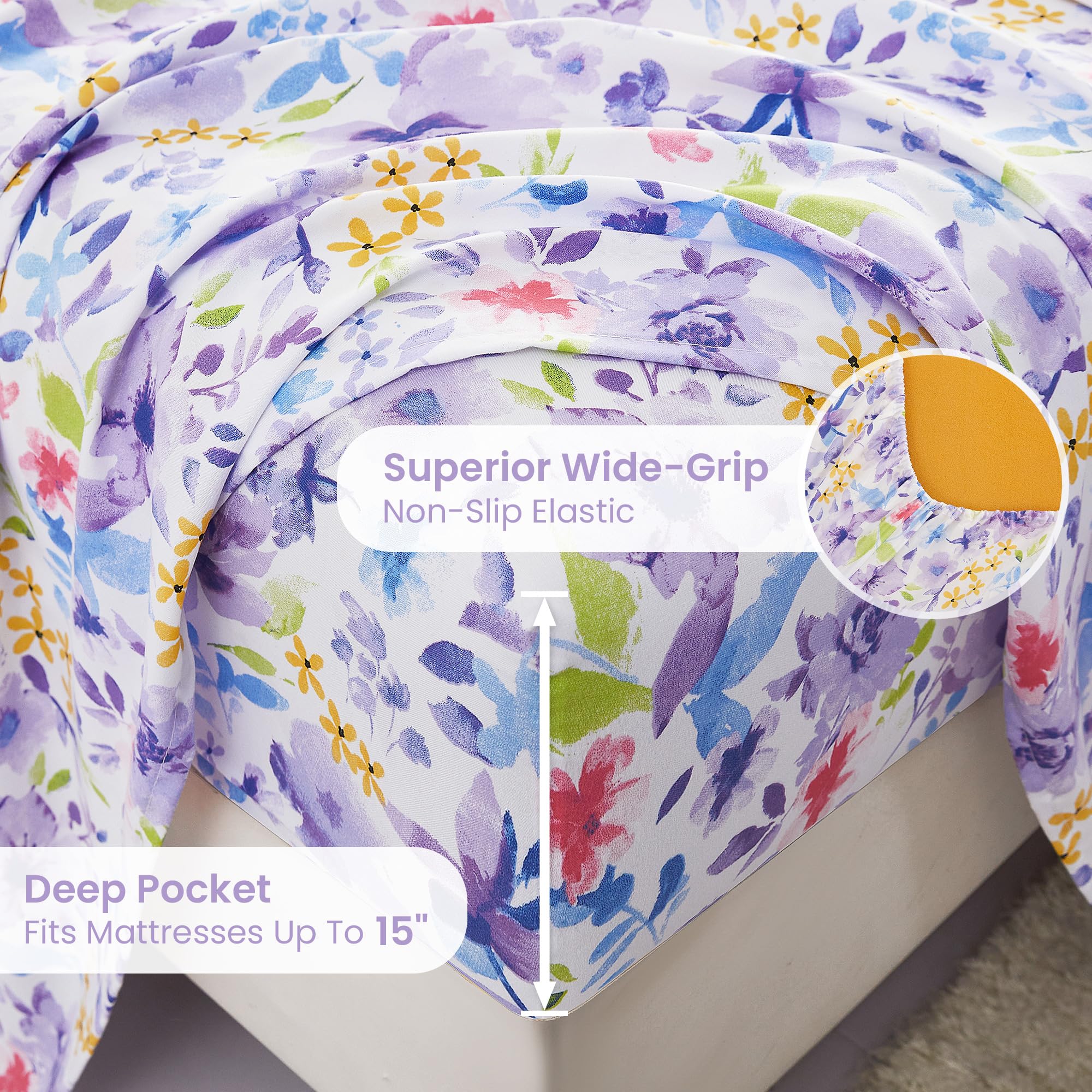 Mooreeke deep-pocket queen fitted sheet; fits mattresses up to 15 inches.
