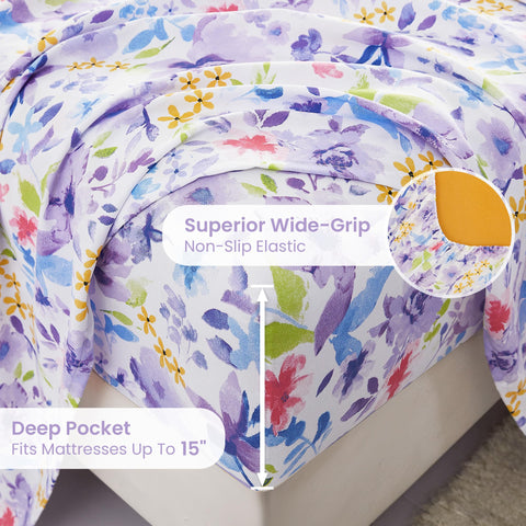 Mooreeke deep-pocket queen fitted sheet; fits mattresses up to 15 inches.