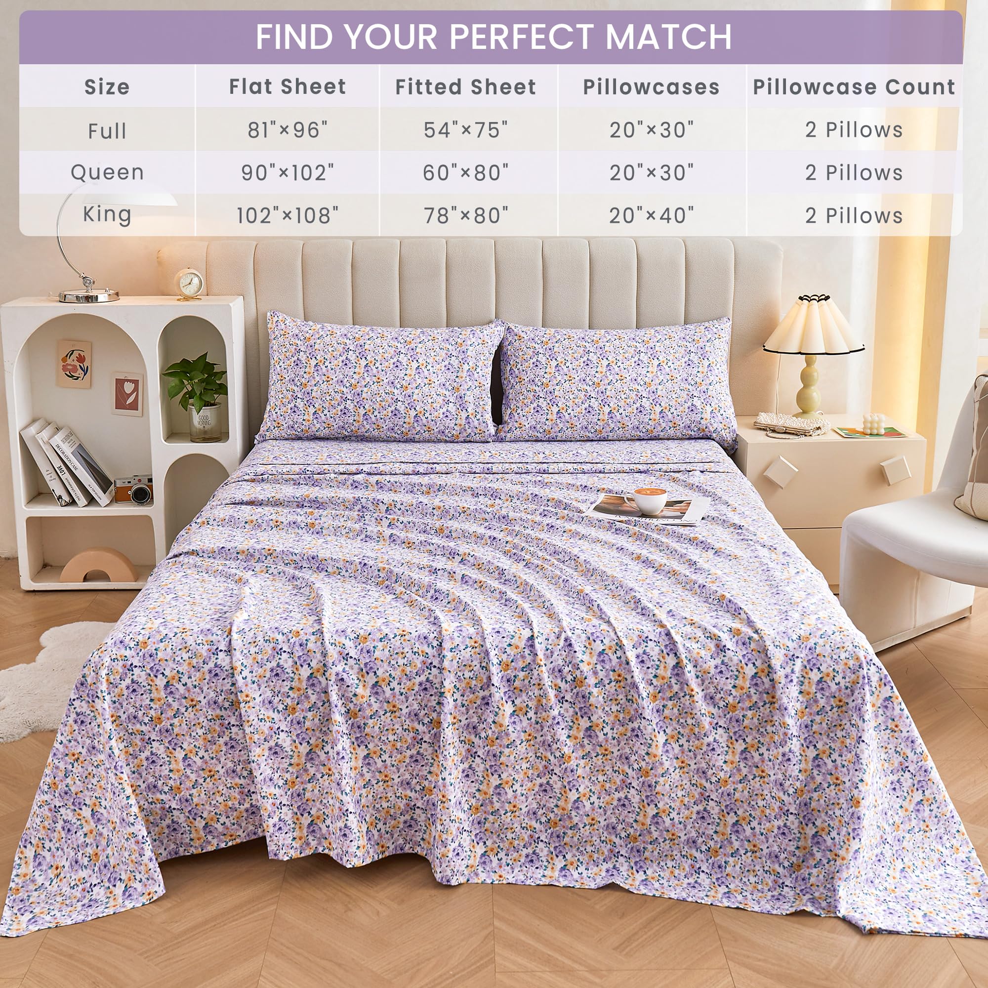 Mooreeke easy care machine washable bed sheets maintain color and softness.