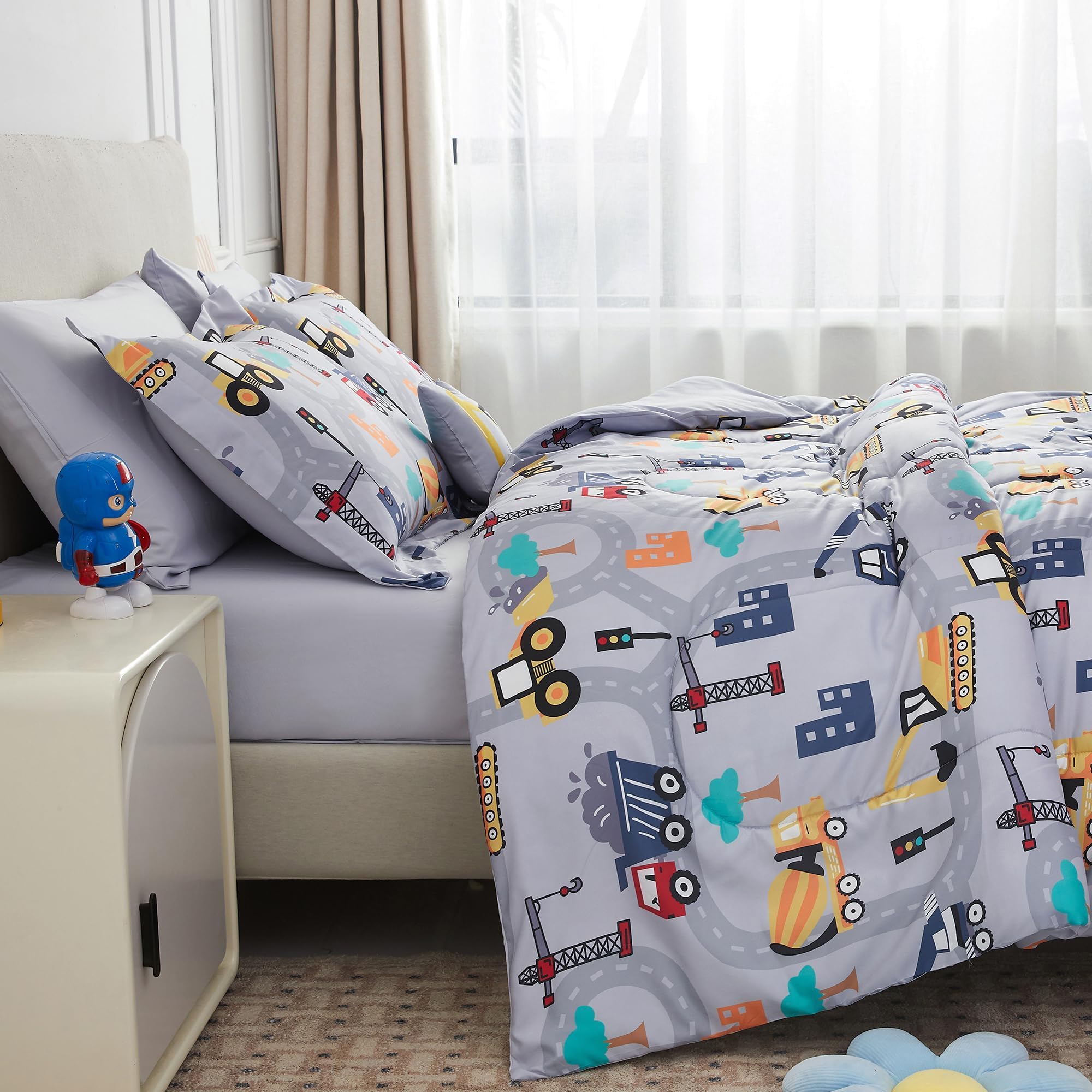 Mooreeke Excavator pillowcase adds playful detail and easy care.