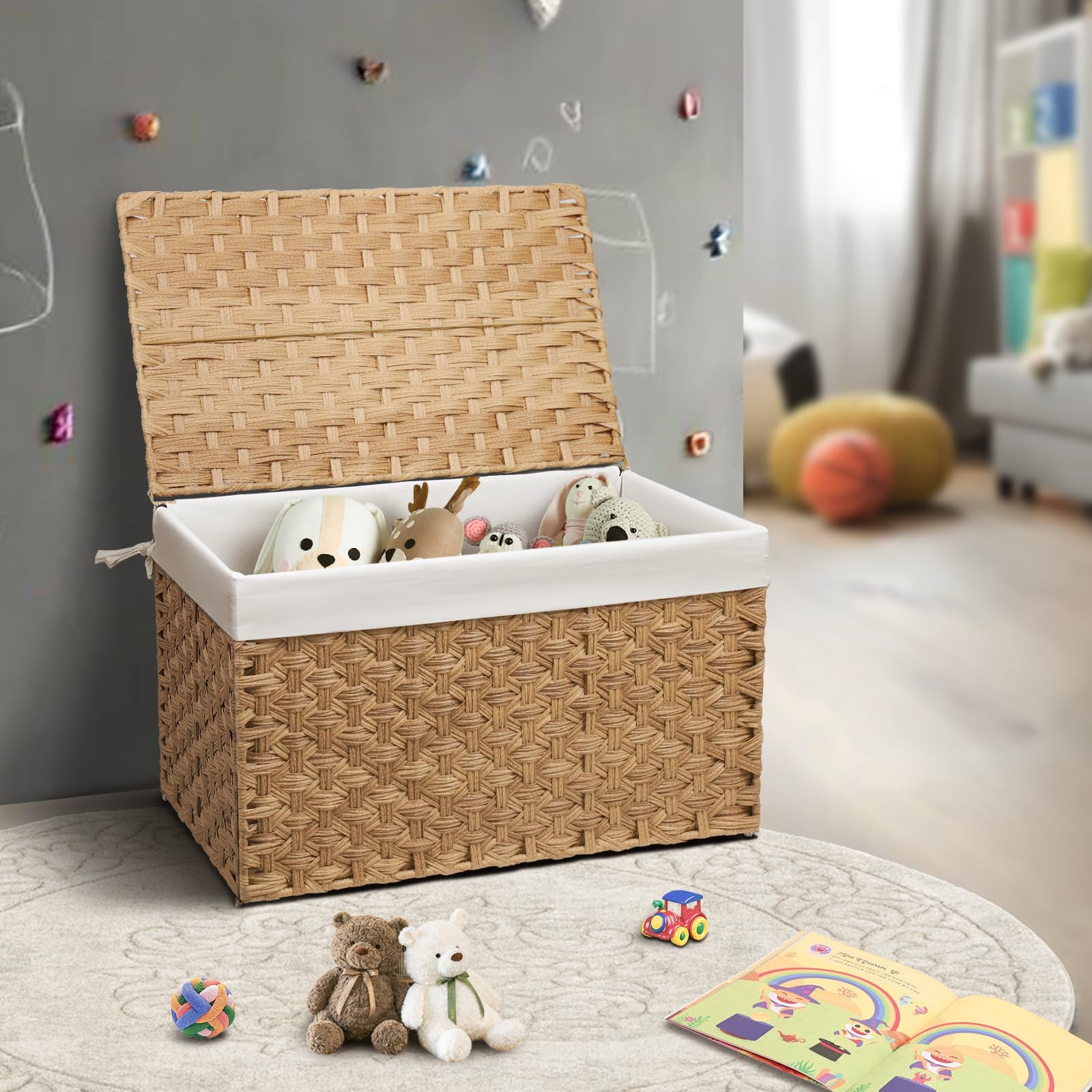 MOORLITER blanket basket with generous 26 by 15.7 by 15.7 inch dimensions