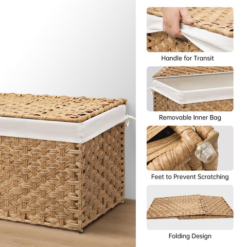 MOORLITER foldable wicker bin design for easy assembly and space saving