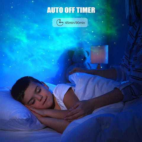 Mooyran 360-degree rotating head projects dynamic night sky across walls.