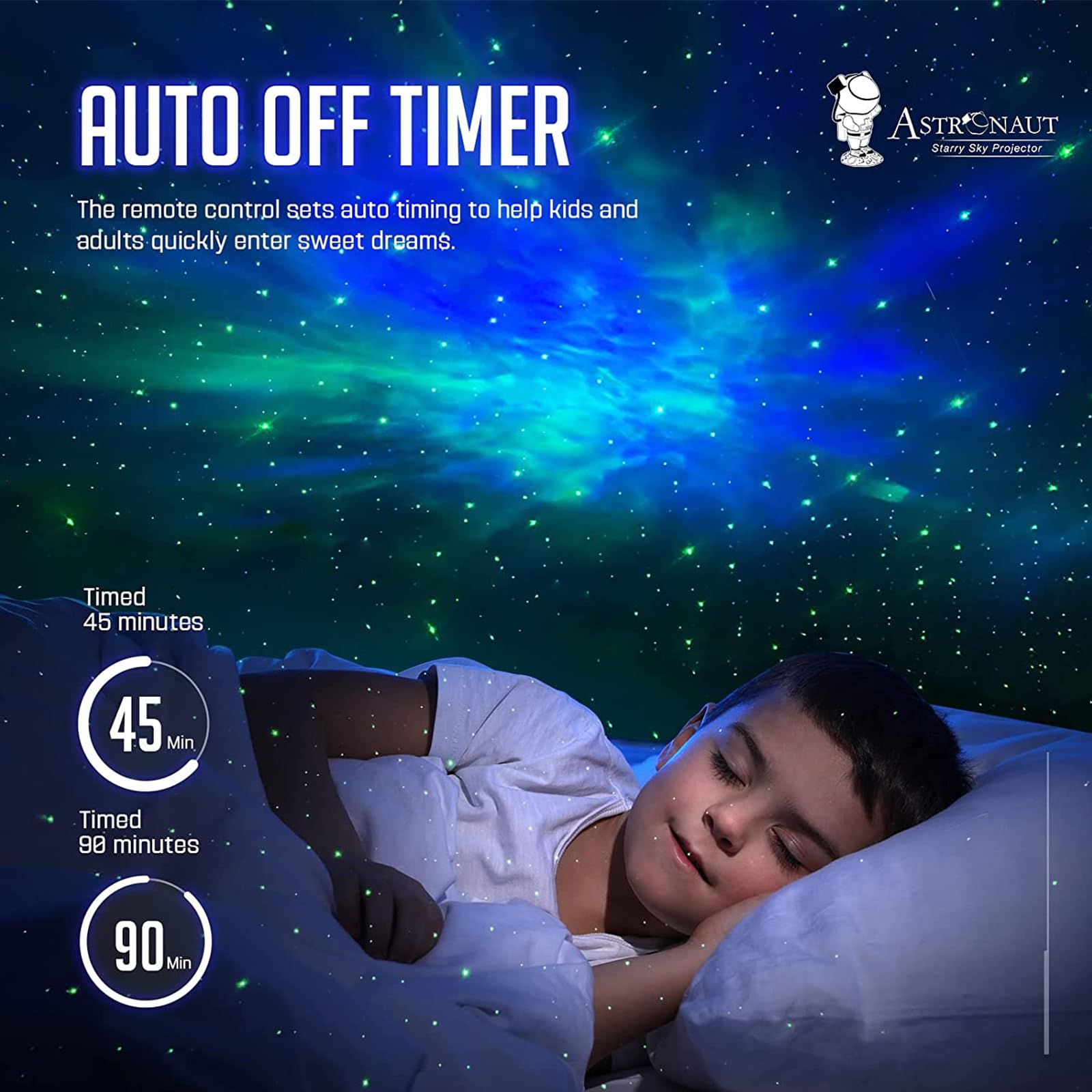 Mooyran Colorful Astronaut Projector creates cozy room ambience for movie nights.