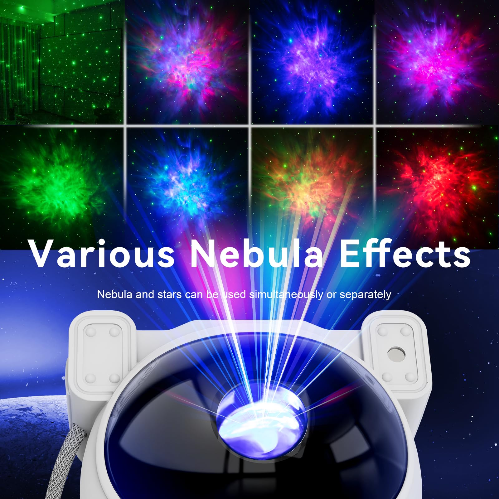 Mooyran Star Projector Moon base enhances decor while projecting calming starlight.