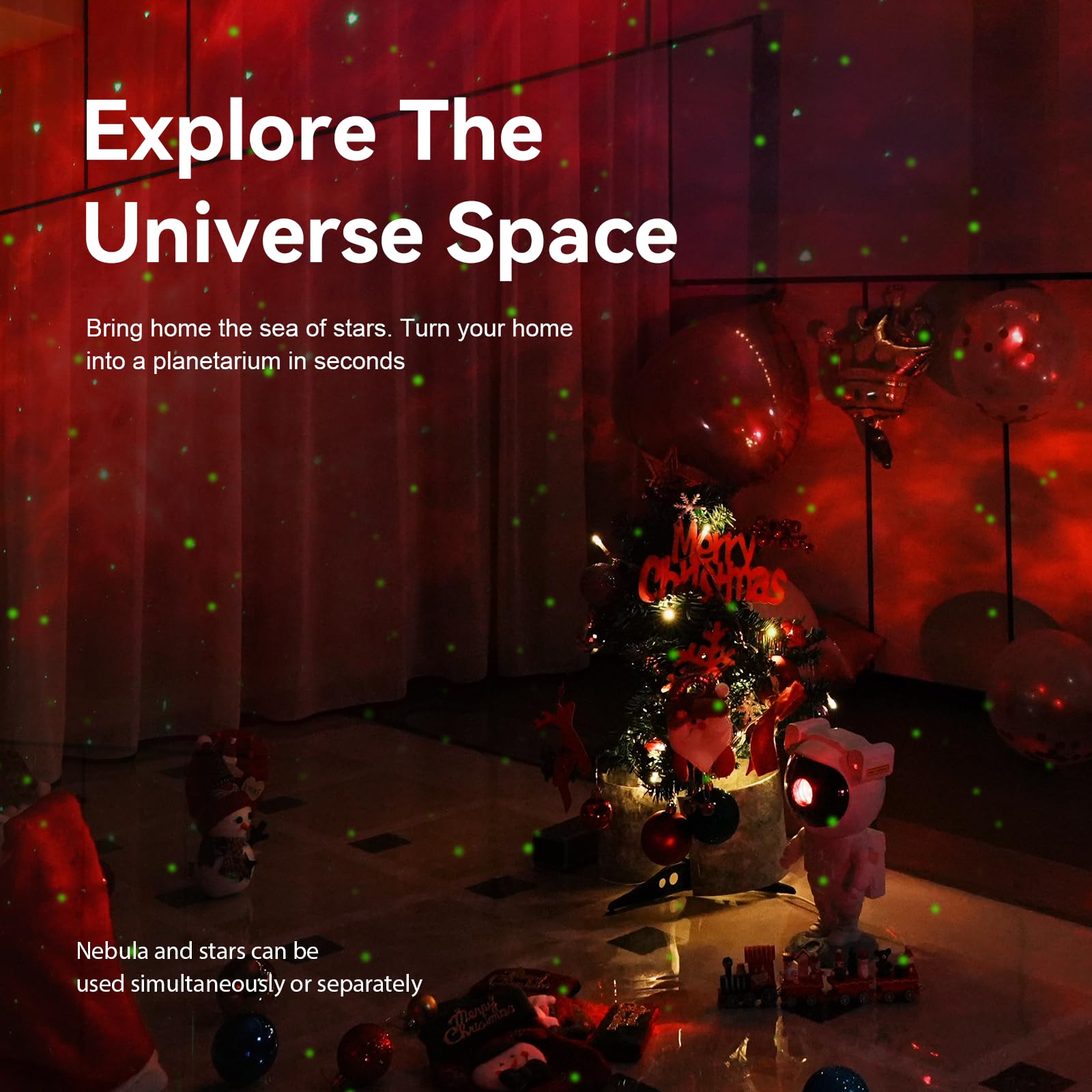 Mooyran Star Projector Nebula projection creates immersive space ambiance for movie nights.