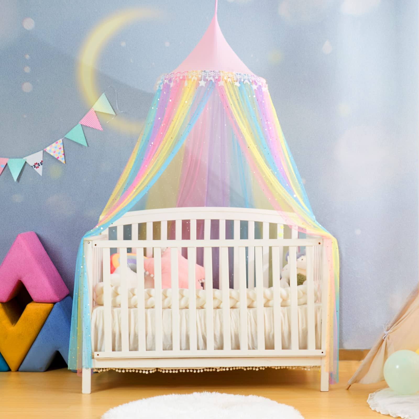 MOOZHEALTH canopy dimensions fit most kid beds with durable polyester fabric.