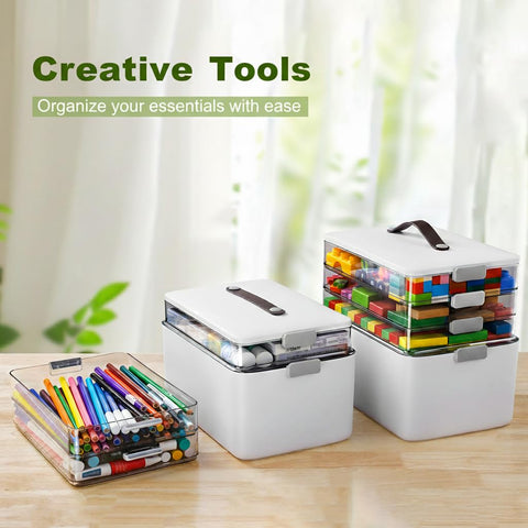 MOPALL 4-tier organizer showing secure latches for easy access and safety.