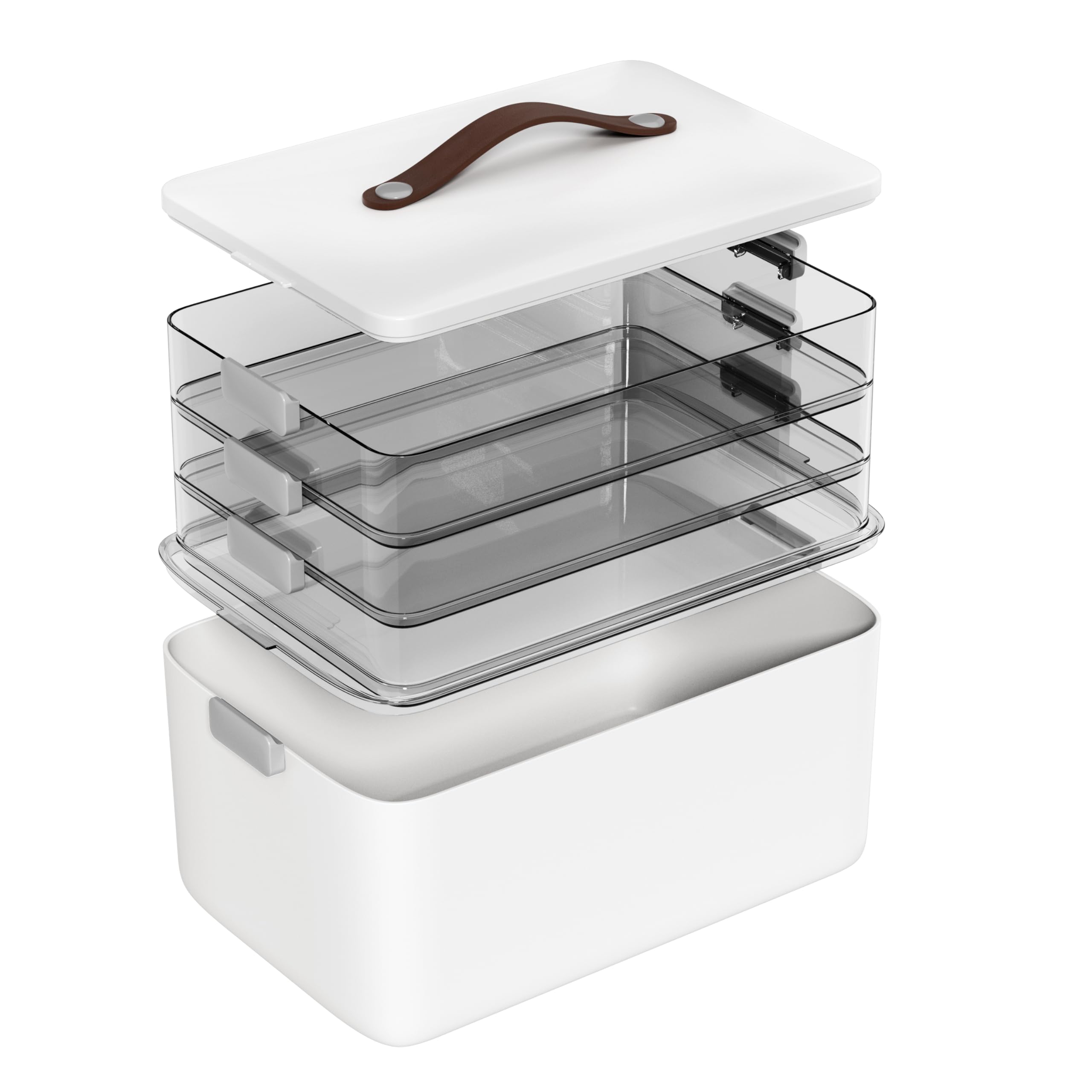 MOPALL 4-tier organizer top view with translucent tiers for fast item finding.