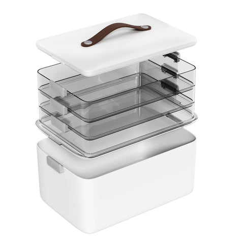 MOPALL 4-tier organizer top view with translucent tiers for fast item finding.