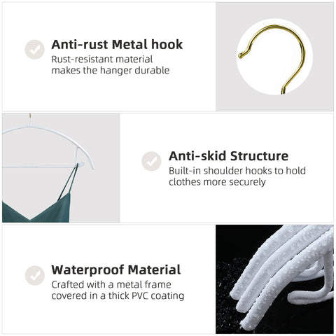 MOPALL non-slip vinyl coating keeps garments securely in place.
