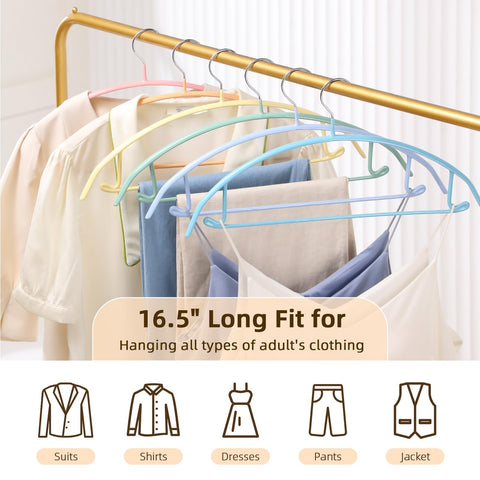 MOPALL hanger has shoulder hooks and bottom bar for multi-item hanging.