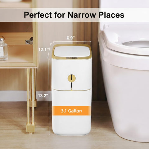 MOPALL slim trash can fits tight gaps between toilet and tub
