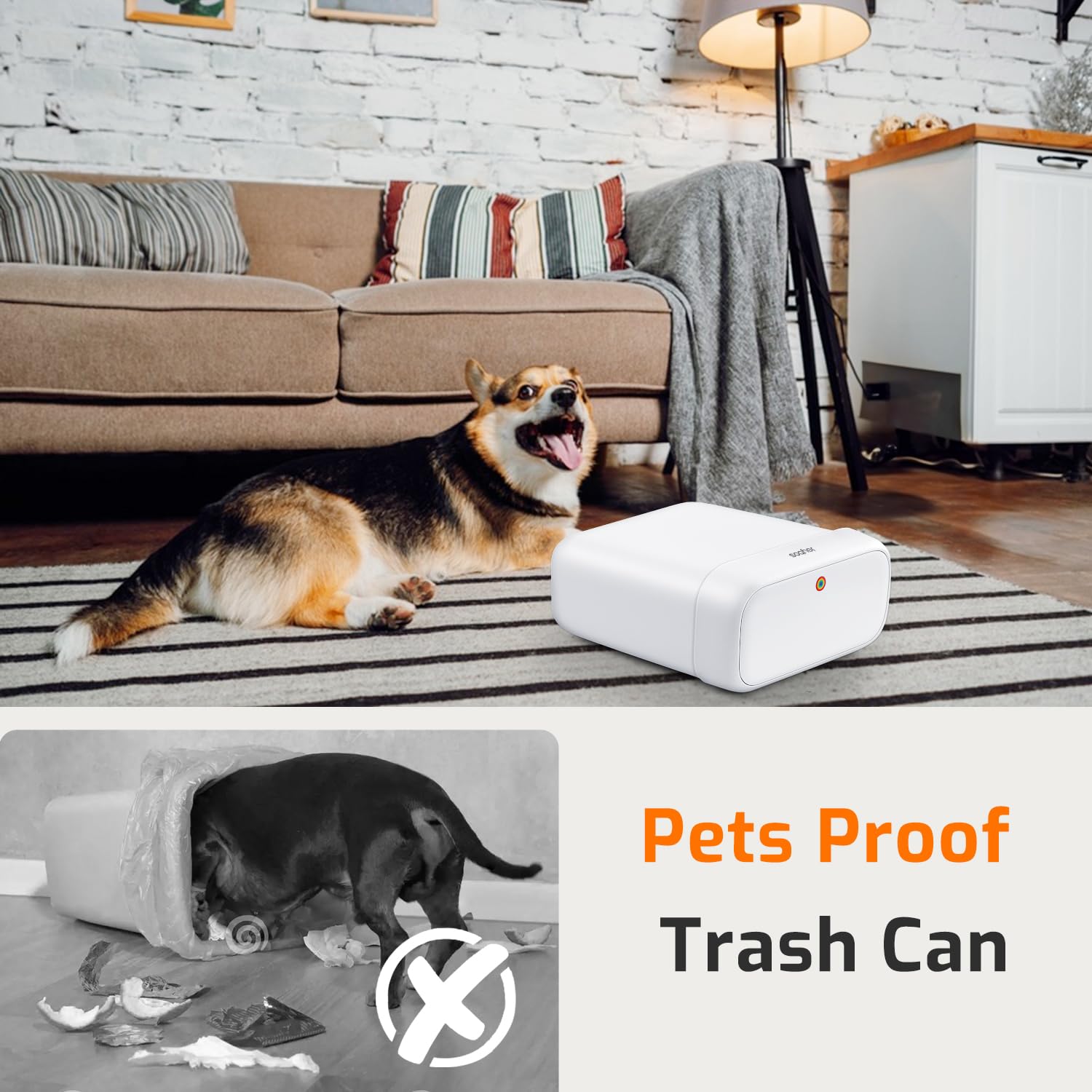 MOPALL trash bag holder holes help neatly hide bags for tidy aesthetics.
