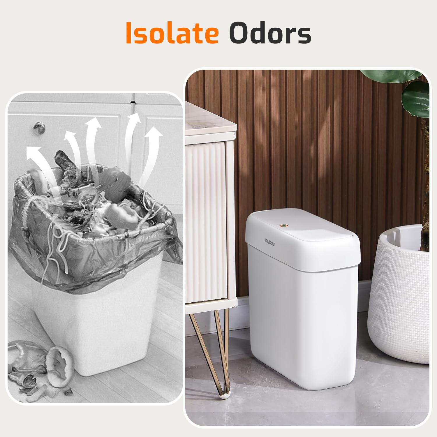 MOPALL white mini trash bin with removable lid is easy to clean.