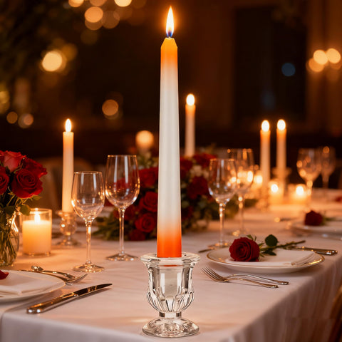 MOQRUAO clear glass candle holders brighten weddings and holiday gatherings.