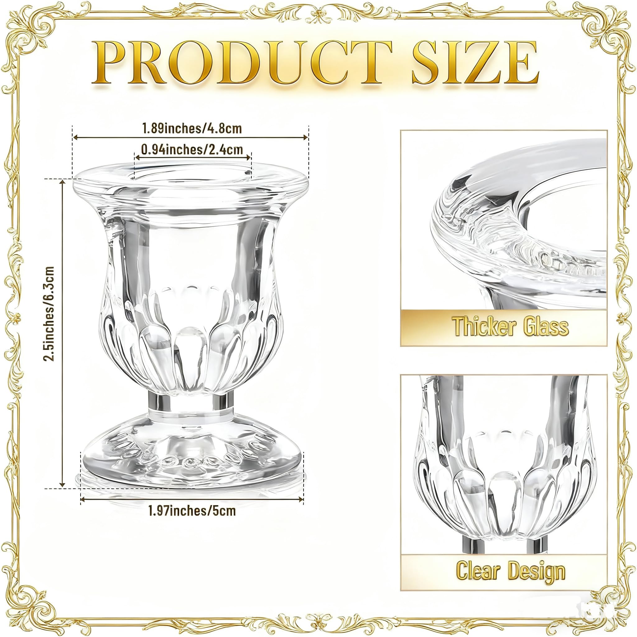 MOQRUAO weighted-base glass candlestick for secure displays at events and holidays.