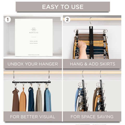 MORALVE closet organizer for women keeps skirts and shorts neatly