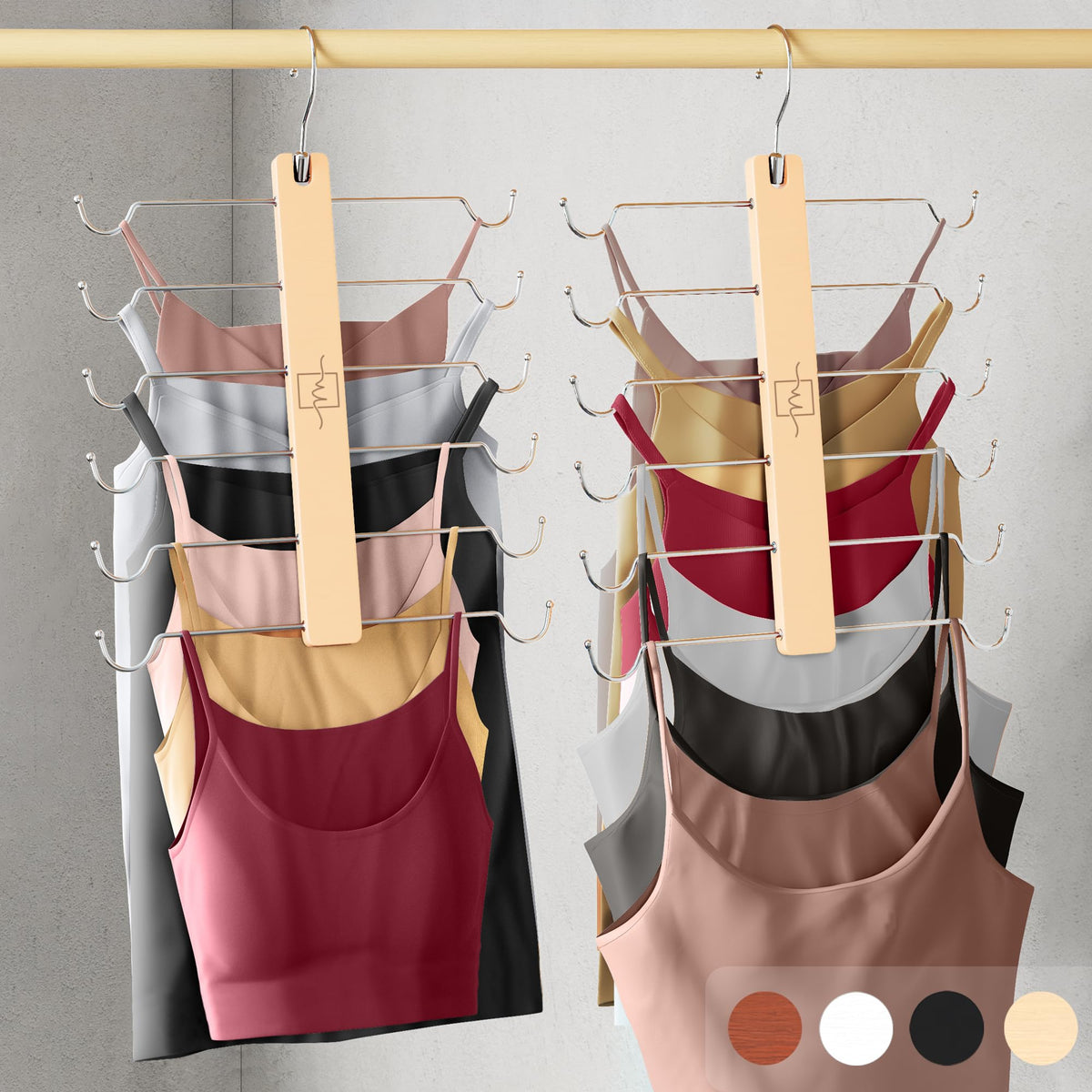 MORALVE European Beechwood tank top hangers with 360° swivel for easy access