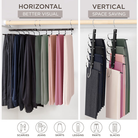 MORALVE four-pack pants hangers boosts closet organization in compact spaces.