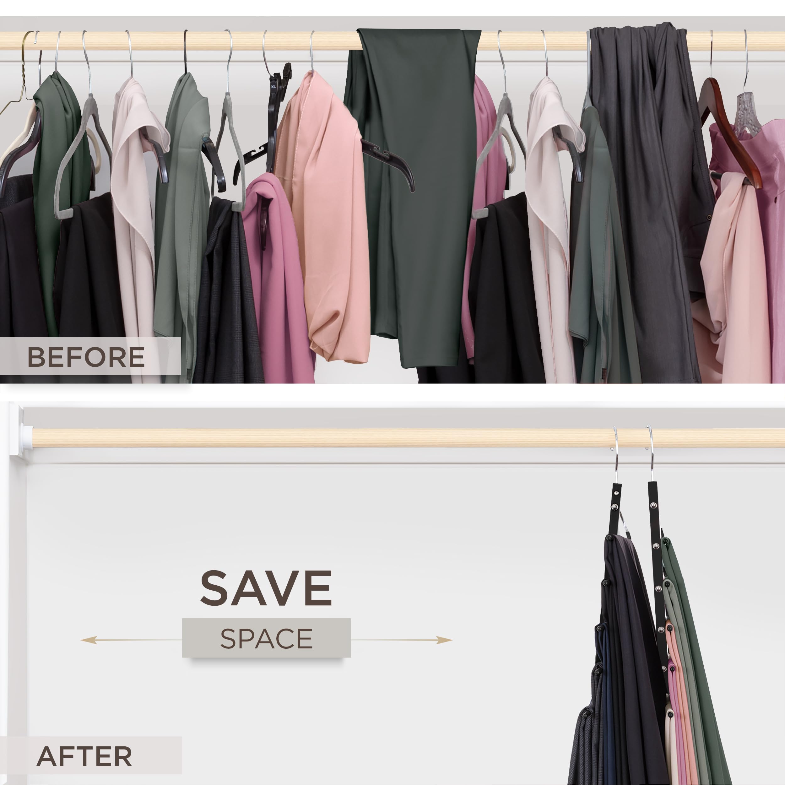 MORALVE multiuse beechwood hanger set ideal for jeans, scarves, and more.