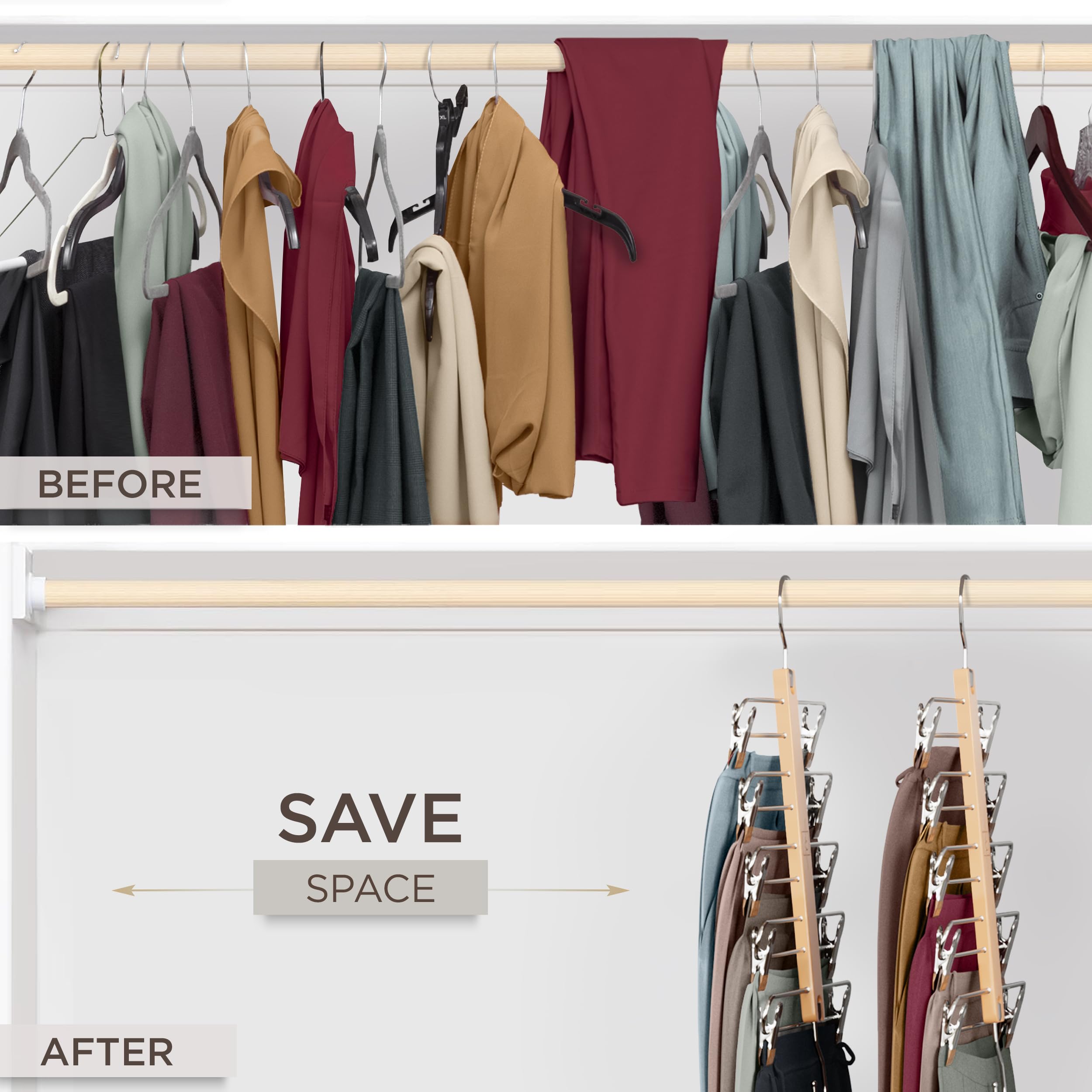 MORALVE skirt hanger clips with non-slip grip securely hold clothes.