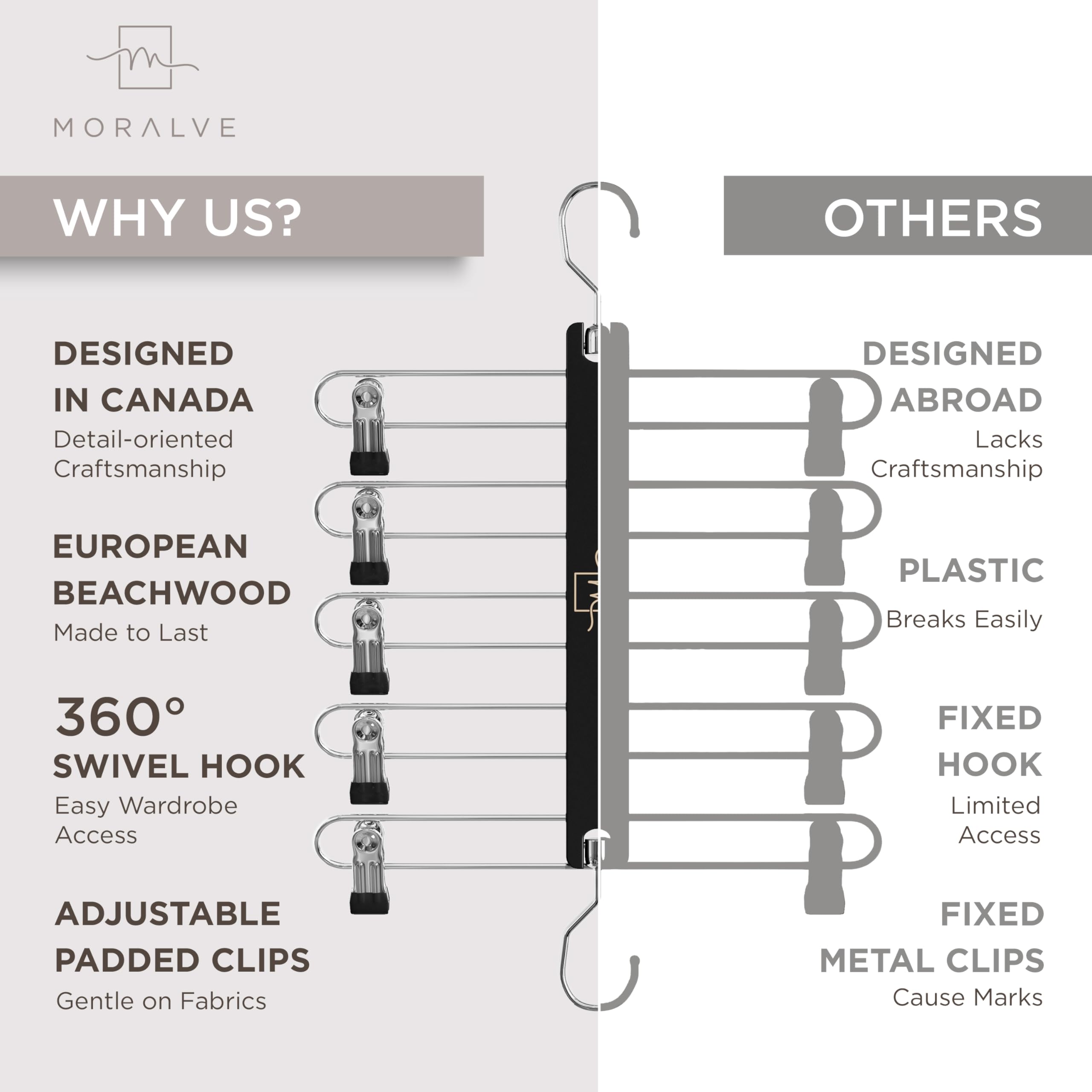 MORALVE vertical and horizontal modes maximize closet space