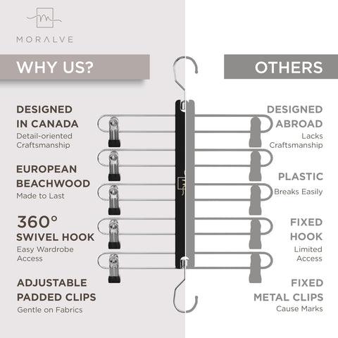 MORALVE vertical and horizontal modes maximize closet space