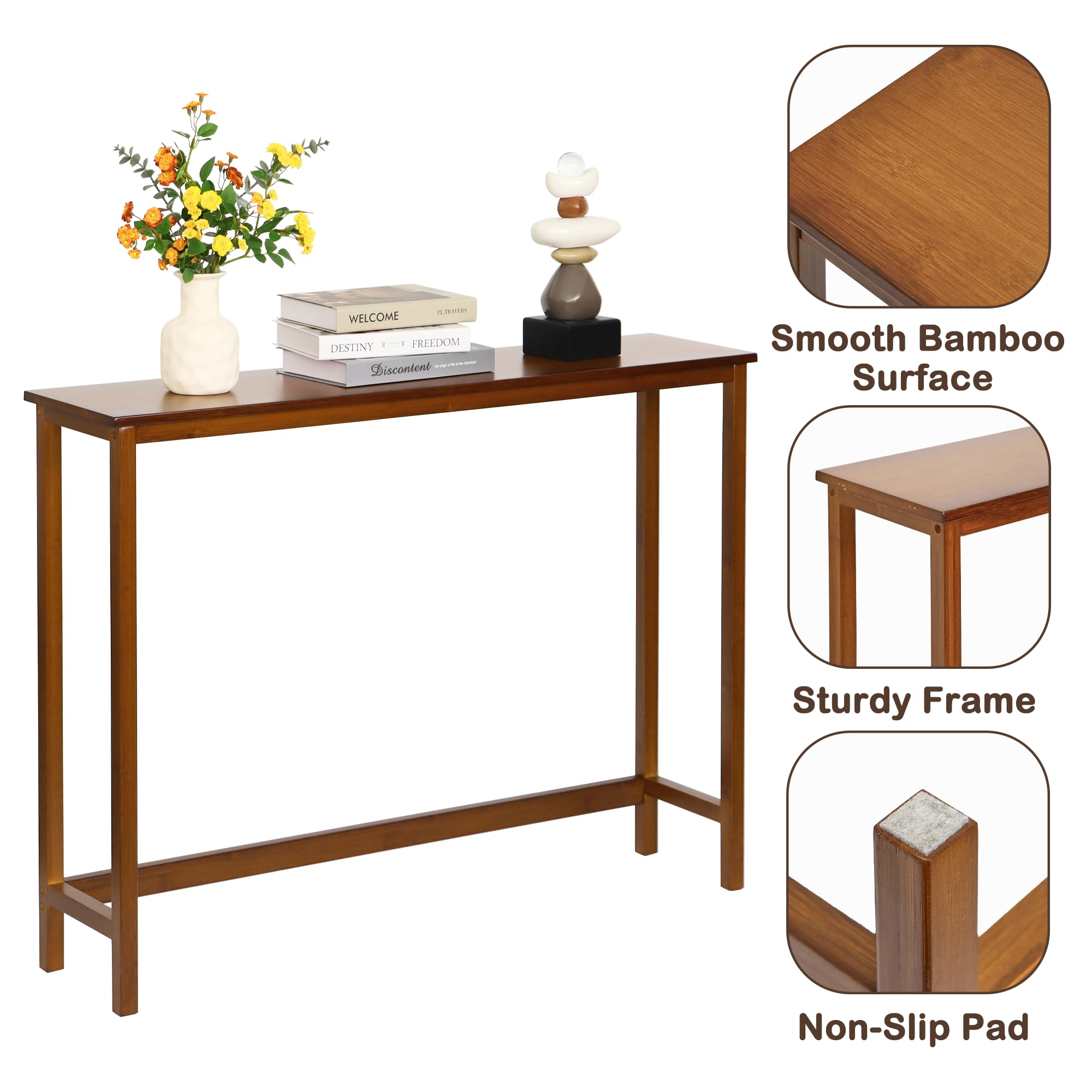 Mordchil HF bamboo narrow console table durable bamboo frame for everyday use