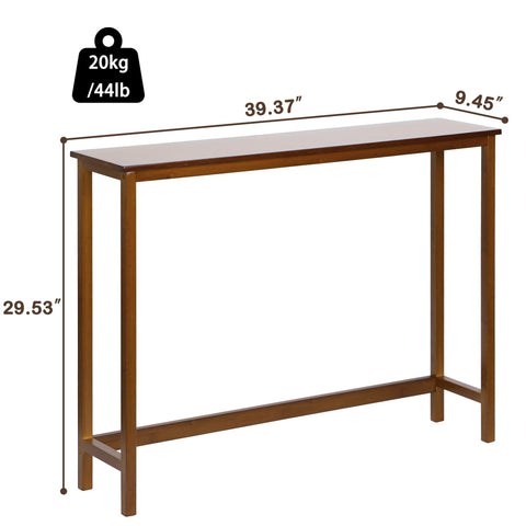 Mordchil HF bamboo narrow console table side-angle reveals sturdy frame and space-saving design for small rooms