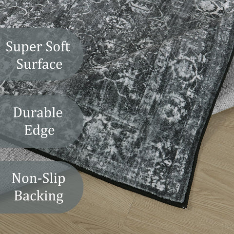 Morebes distressed floral print on black adds timeless style